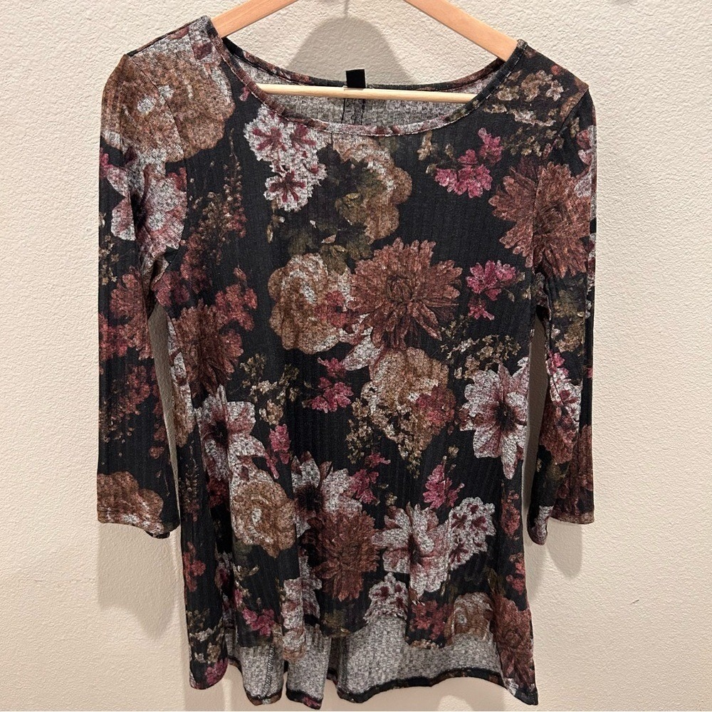 Cable & Gauge Floral Print Blouse Top Size Medium